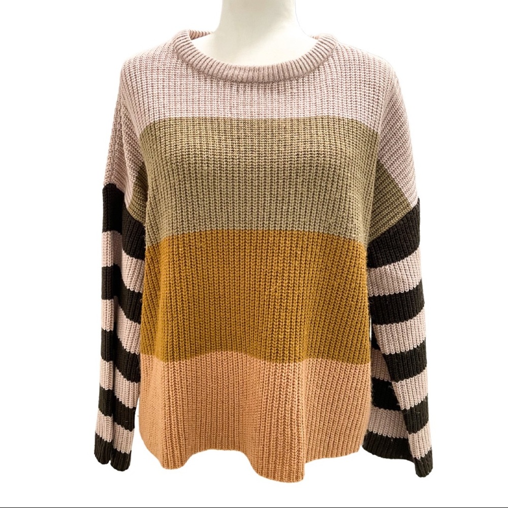 Wishlist Colorblock Striped Chunky Sweater